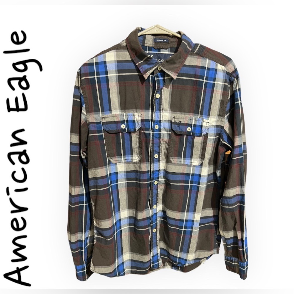 American Eagle Athletic Fit Long Sleeve Button Down Shirt Men’s Size Large